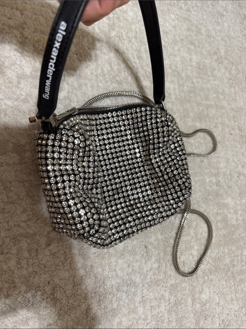 Alexander Wang Silver Crystal Mesh Mini Bag